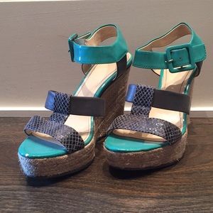 Calvin Klein Teal & Grey Wedges - Size 8